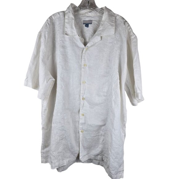 Breakwater Mens White Embroidered Linen Button-Up Shirt XL - Picture 1 of 9